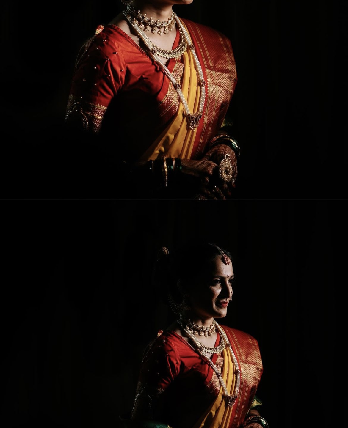 Candid low-key lighting bridal portrait